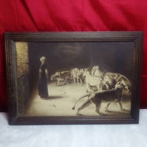 Antique 19th century DANIEL IN THE LIONS DEN original frame